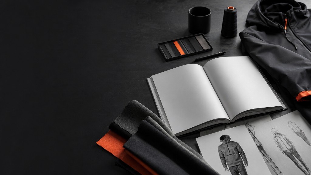 Garment sketches, swatches and a technical jacket during development