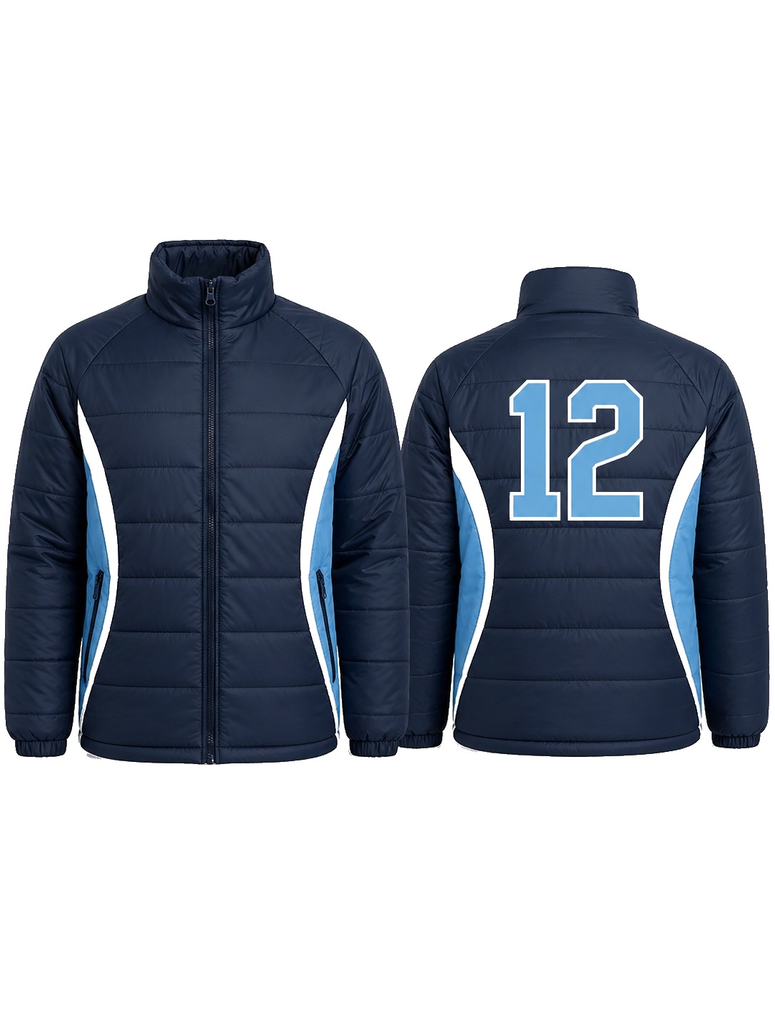 Custom Puffer Jackets Navy Sky Puffer Jacket manufactured by Velnox Wear