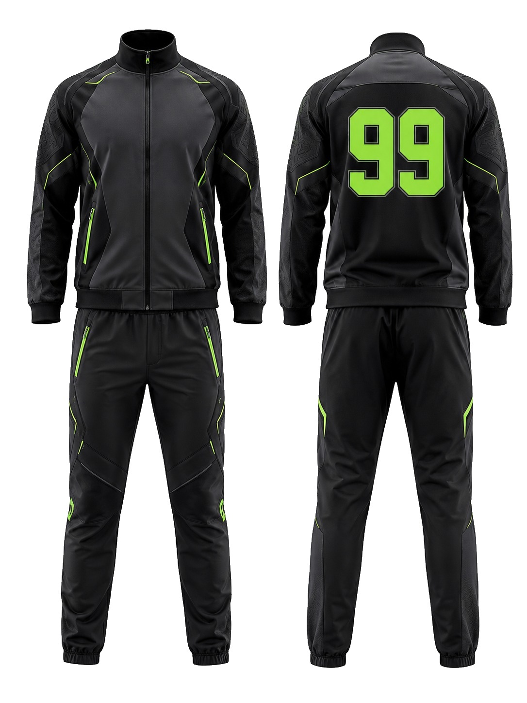 Custom Tracksuits Black Neon Tracksuit manufactured by Velnox Wear