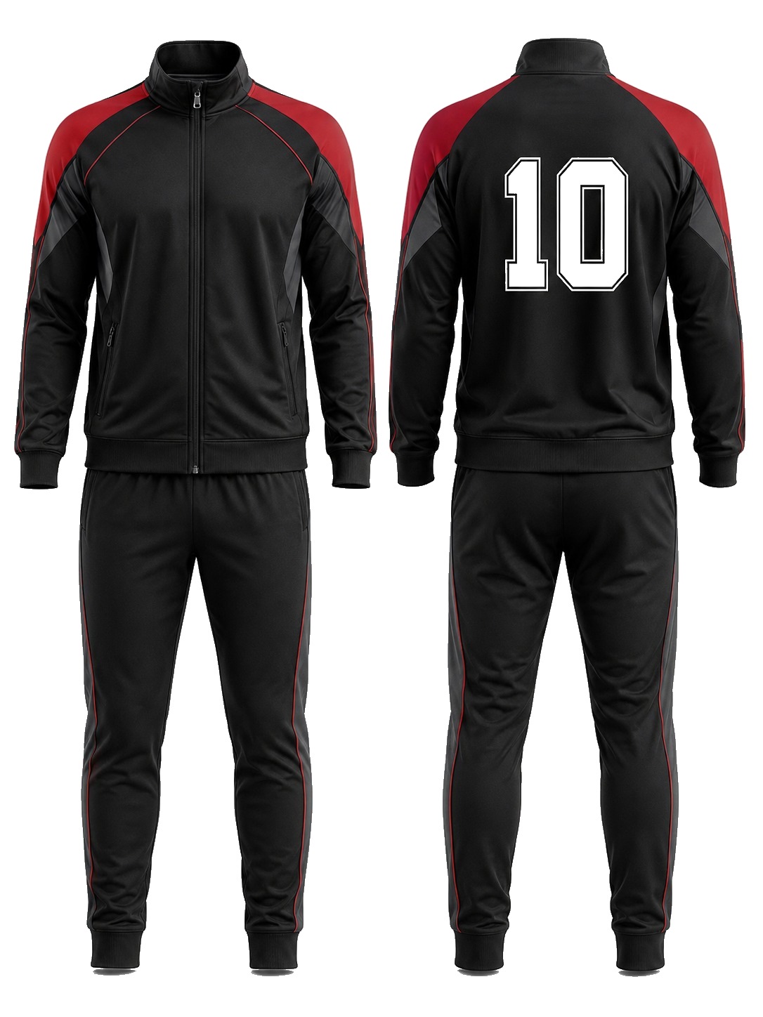 Custom Tracksuits Black Red Tracksuit manufactured by Velnox Wear