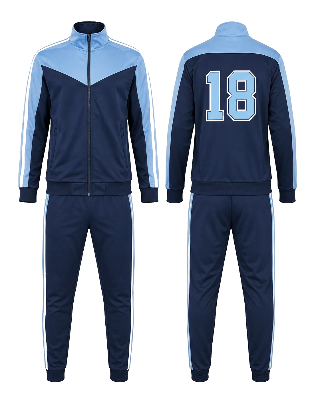 Custom Tracksuits Navy Sky Tracksuit manufactured by Velnox Wear