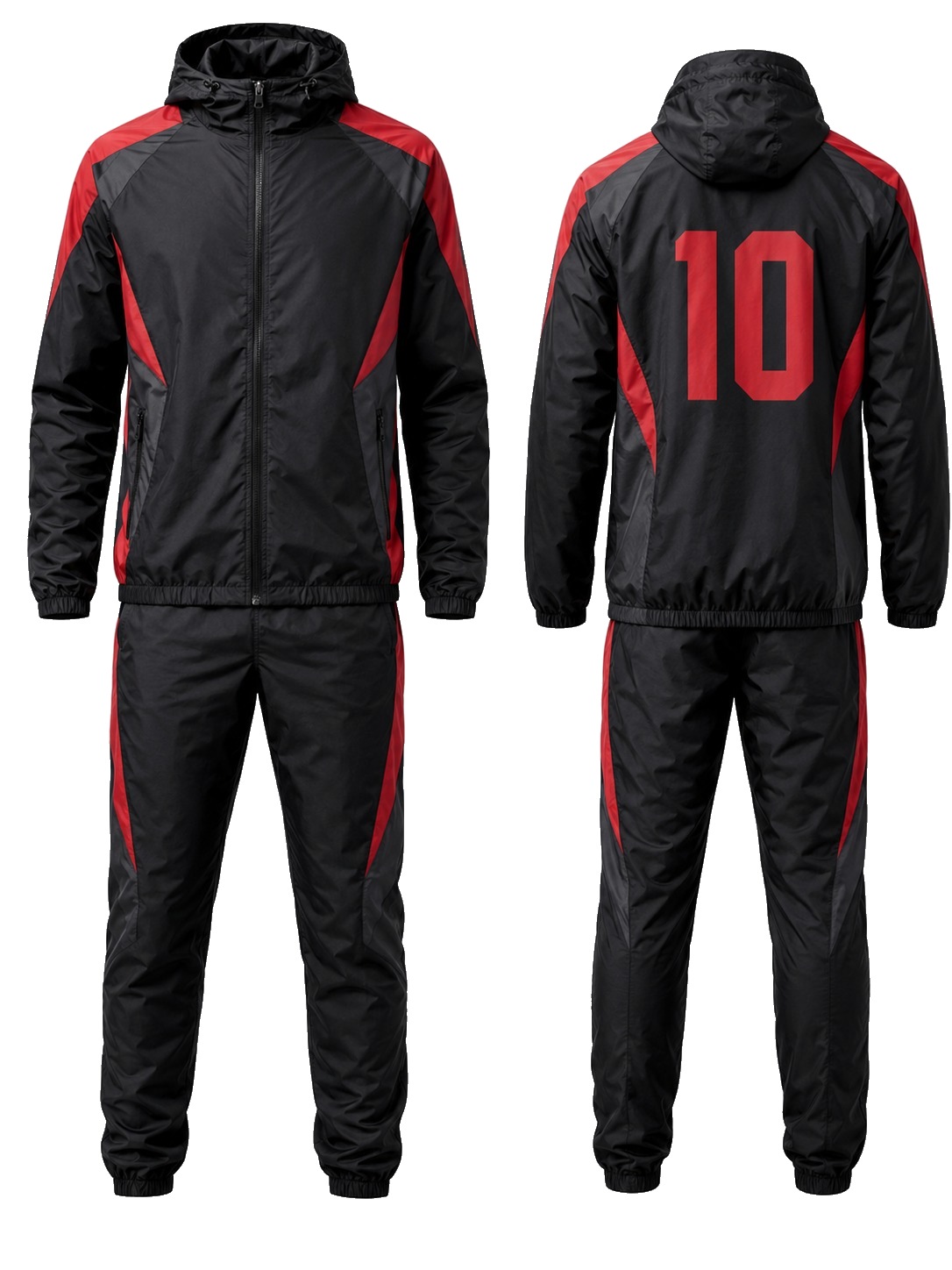 Custom Windbreaker Sets Black Red Windbreaker Set manufactured by Velnox Wear