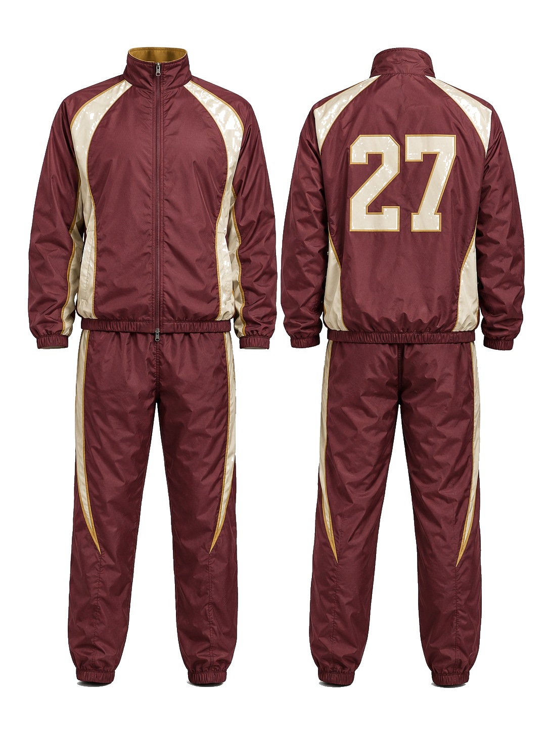 Custom Windbreaker Sets Maroon Cream Windbreaker Set manufactured by Velnox Wear