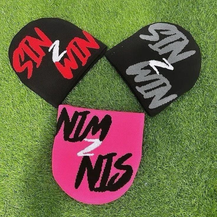 Custom jacquard knit beanies in high-contrast streetwear colorways