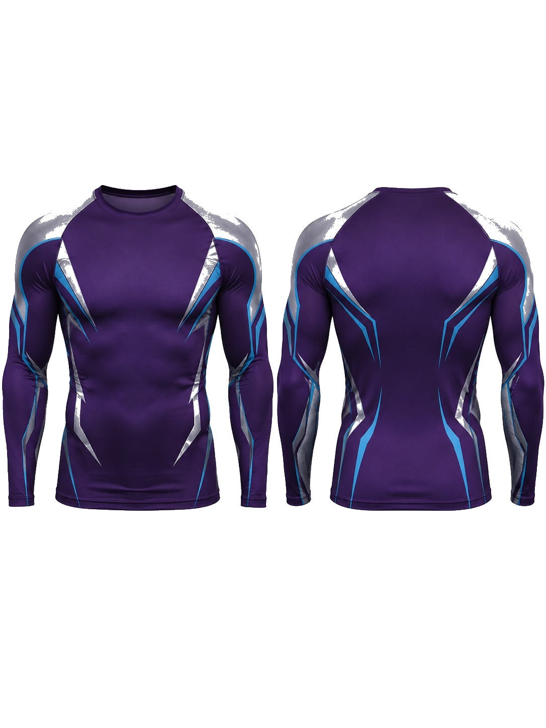 Custom Rash Guards Purple Cyber Sport Shirt manufactured by Velnox Wear