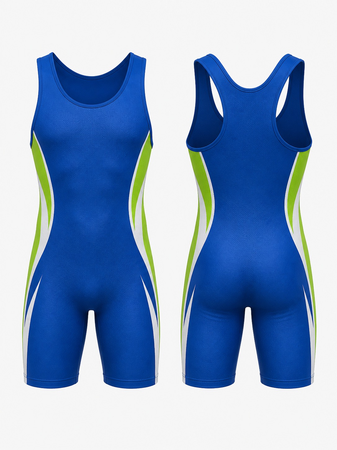 Custom Singlets Blue And Green Wrestling Singlet manufactured by Velnox Wear