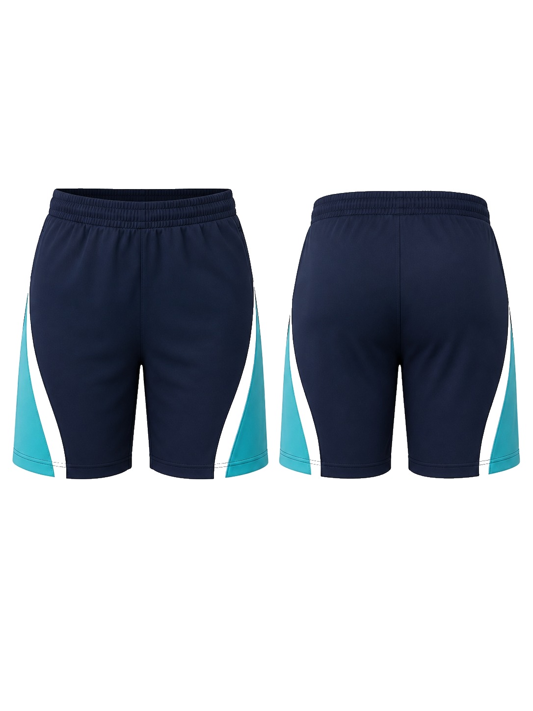 Custom Training Shorts Navy Aqua Trim Training Shorts manufactured by Velnox Wear