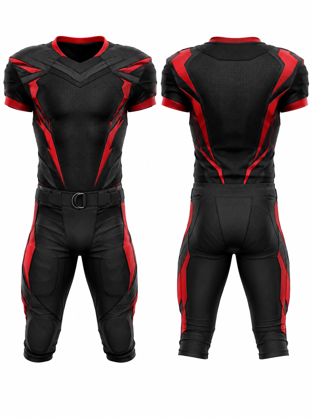 Custom American Football Black And Red Futuristic Football Uniform manufactured by Velnox Wear