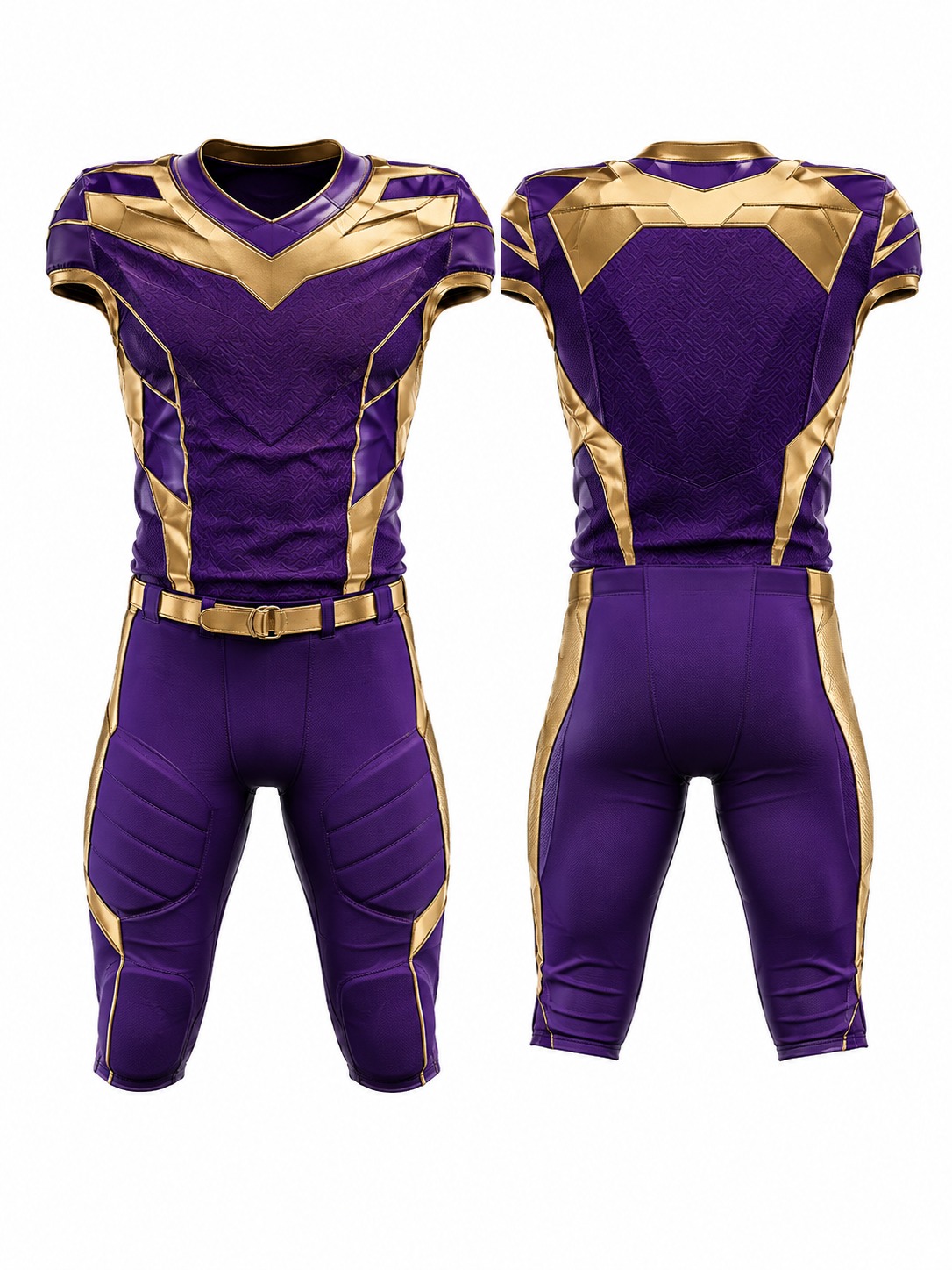 Custom American Football Purple And Gold Football Uniform manufactured by Velnox Wear