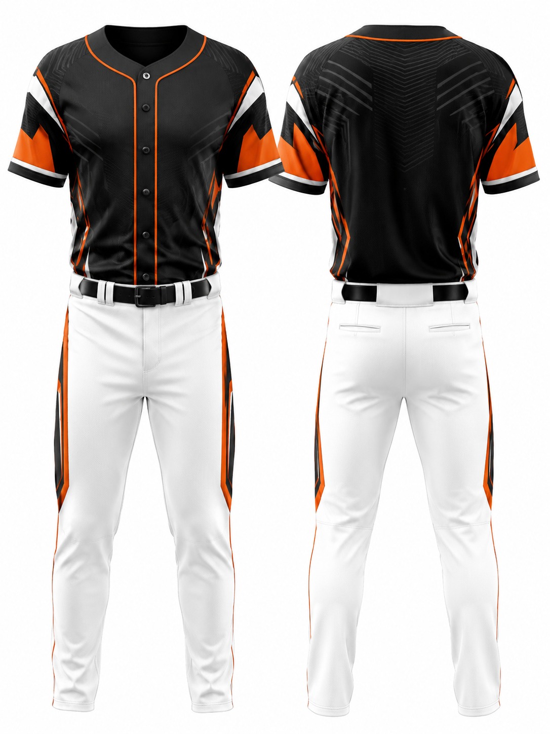 Custom Baseball Black And Orange Baseball Uniform manufactured by Velnox Wear