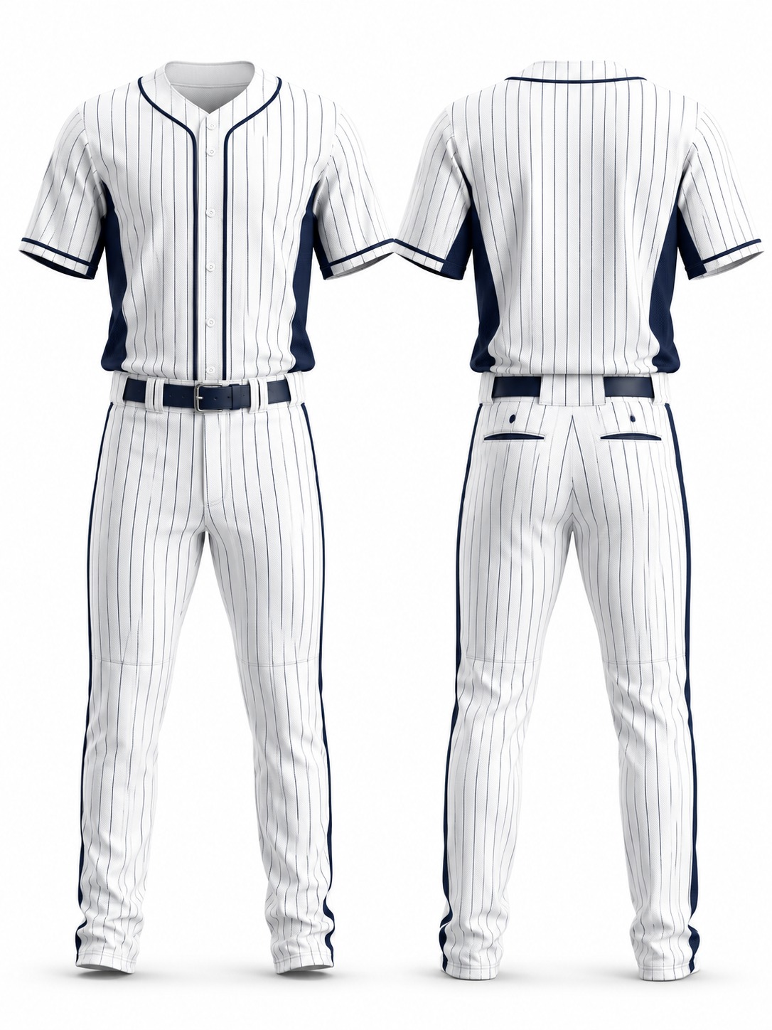 Custom Baseball Pinstripe Baseball Uniform manufactured by Velnox Wear