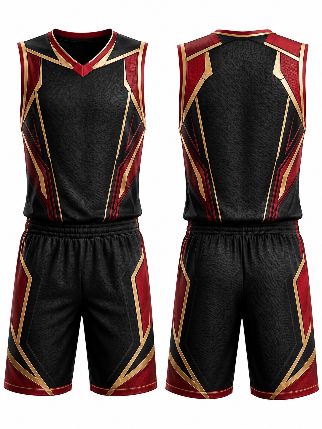 Custom Basketball Black Red And Gold Basketball Uniform manufactured by Velnox Wear