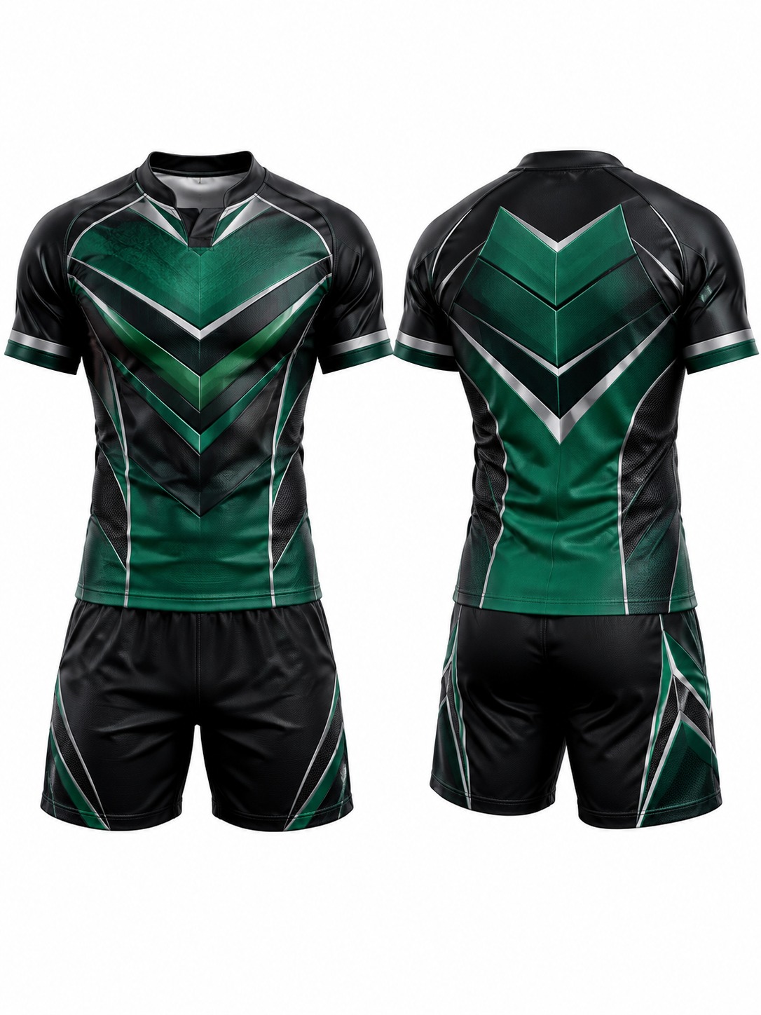 Custom Rugby Emerald Chevron Rugby Uniform manufactured by Velnox Wear