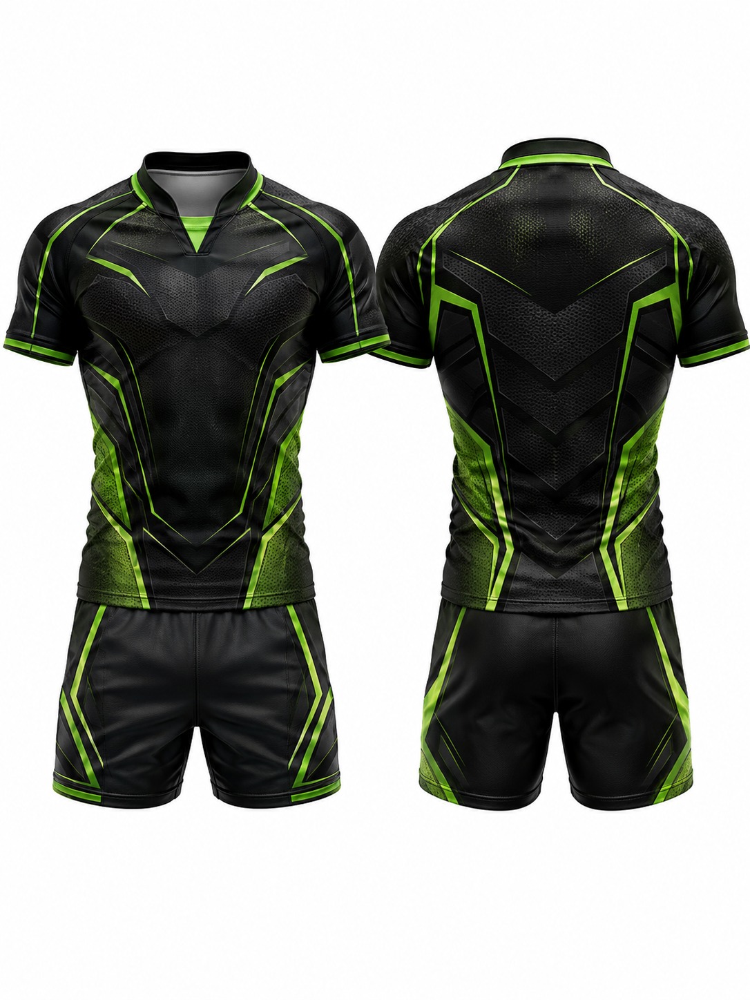 Custom Rugby Neon Green Futuristic Sports Uniform manufactured by Velnox Wear