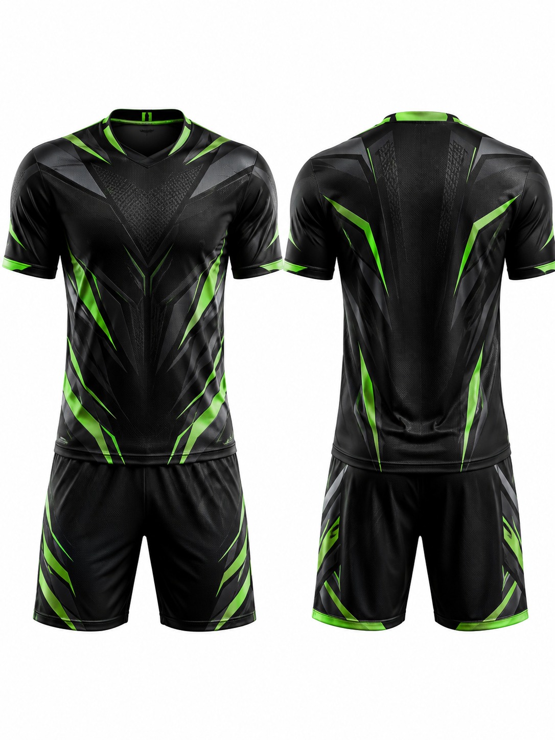 Custom Soccer Futuristic Black And Neon Green Soccer Kit manufactured by Velnox Wear
